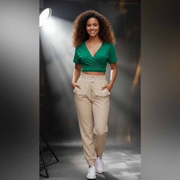 Urban Luxe Motion Jogger Pants High Waist Womenswear Style Trouser Elastic - Picture 2 of 16